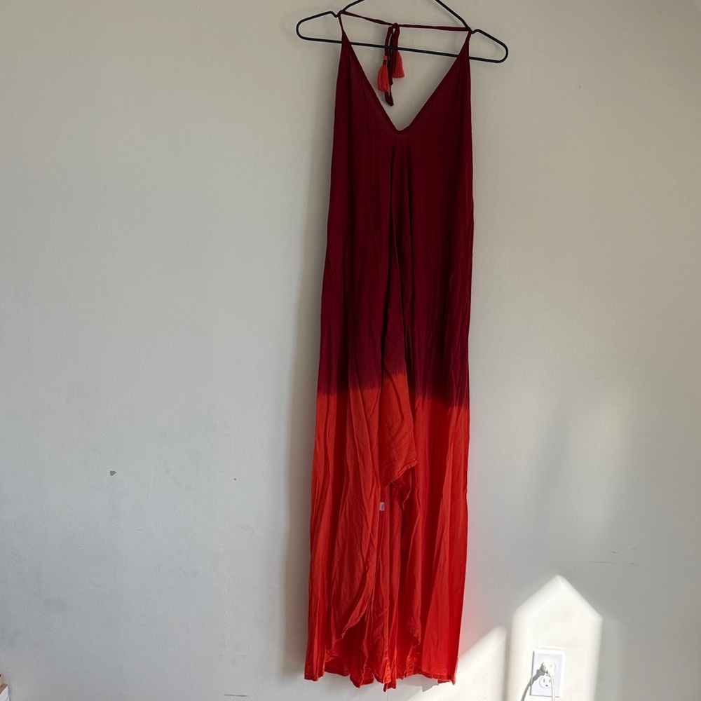 Made in Bali - Deep Red to Bright Red Ombre Maxi Dress - Size S